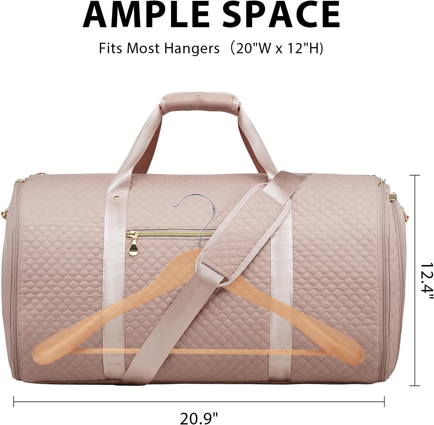 Coolife Garment Bag Carry On Convertible Travel Duffel Bag with Shoe Pouch Weekender Bag for Women Men 2 in 1 Hanging Suit Bag with Shoulder Strap Business Travel Bag (Pink, Standard) - Image 8