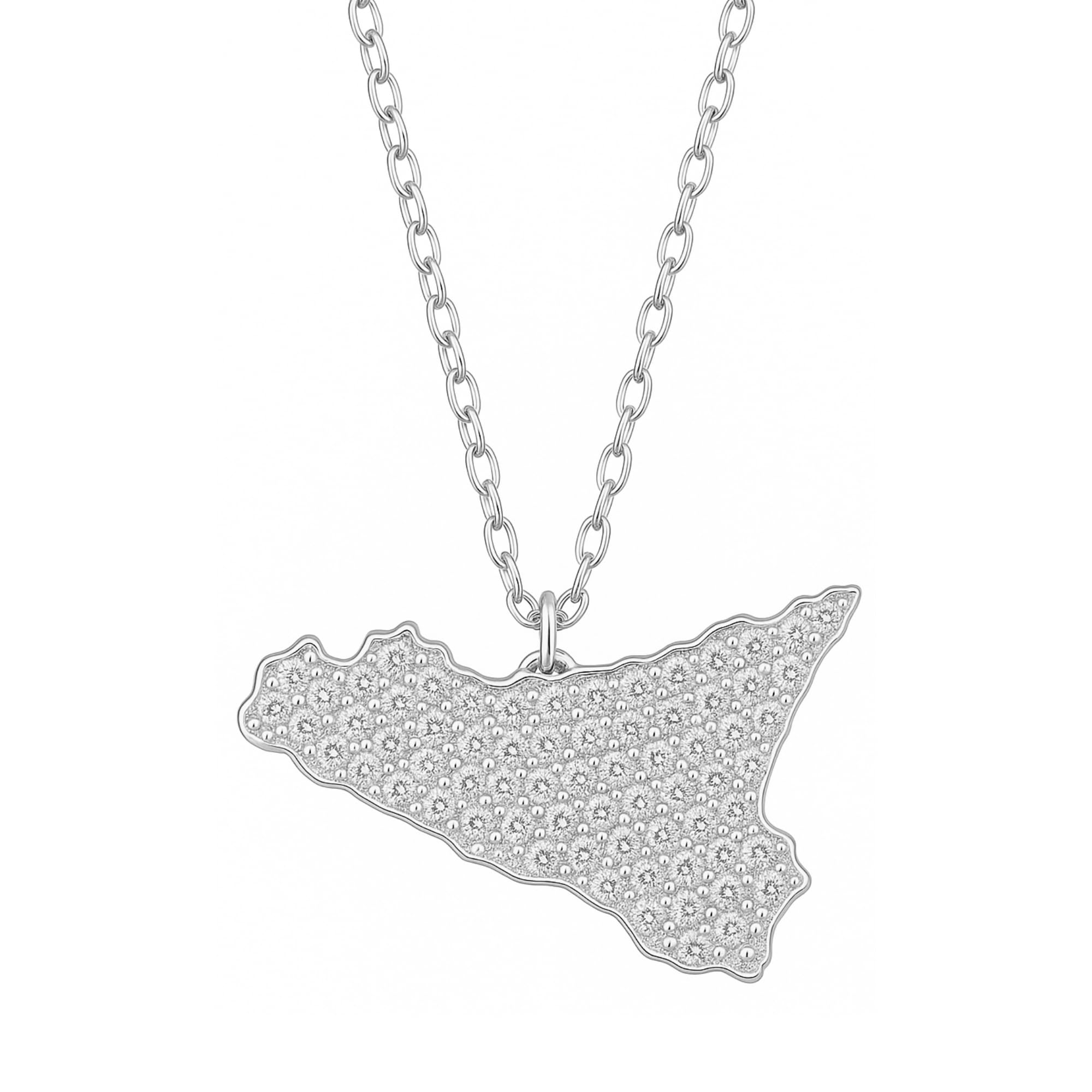 Collana Ciondolo Sicilia In Acciaio Inossidabile Ramato - Unisex, Made In Italy, Con Astuccio E Certificato - Amorili Cll1907 - 2