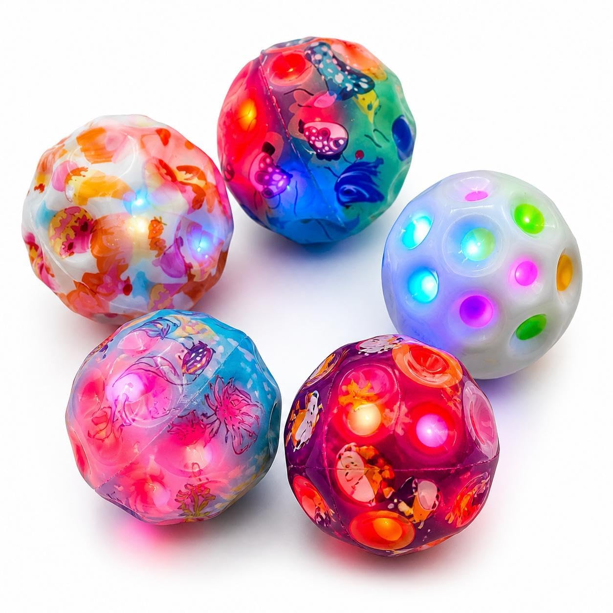 Moon Ball High Bouncing with LED Light for Kids Adults Pets Easy Grip Sports Space Ball with Craters Indoor Outdoor Toy Helps in Hand Eye Coordination Stress Relief - Mix Color (Pack of 2)-picture-30