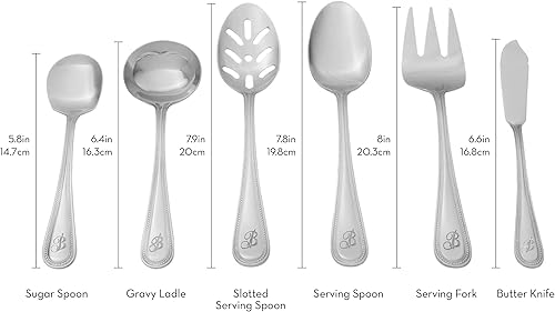 Miniatura 8 de RiverRidge Home Products - Cubertería (46 piezas), diseño de monograma con cuentas, Estampado de cuentas - J, 46