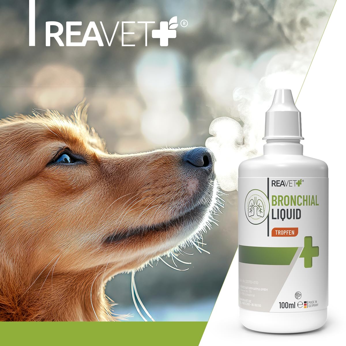 ReaVET Bronchial Liquid Tropfen für Hunde 100ml I Liquid zur Unterstützung der Atemwegsfunktion – für freie Atemwege