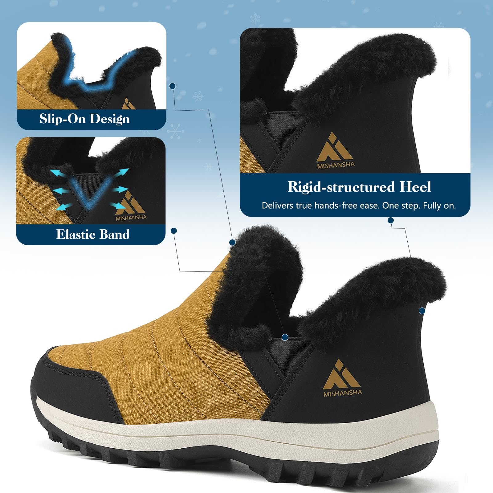 Mishansha Scarpe Invernali da Donna Foderate Antiscivolo Stivali da Neve, Taglie 36-42