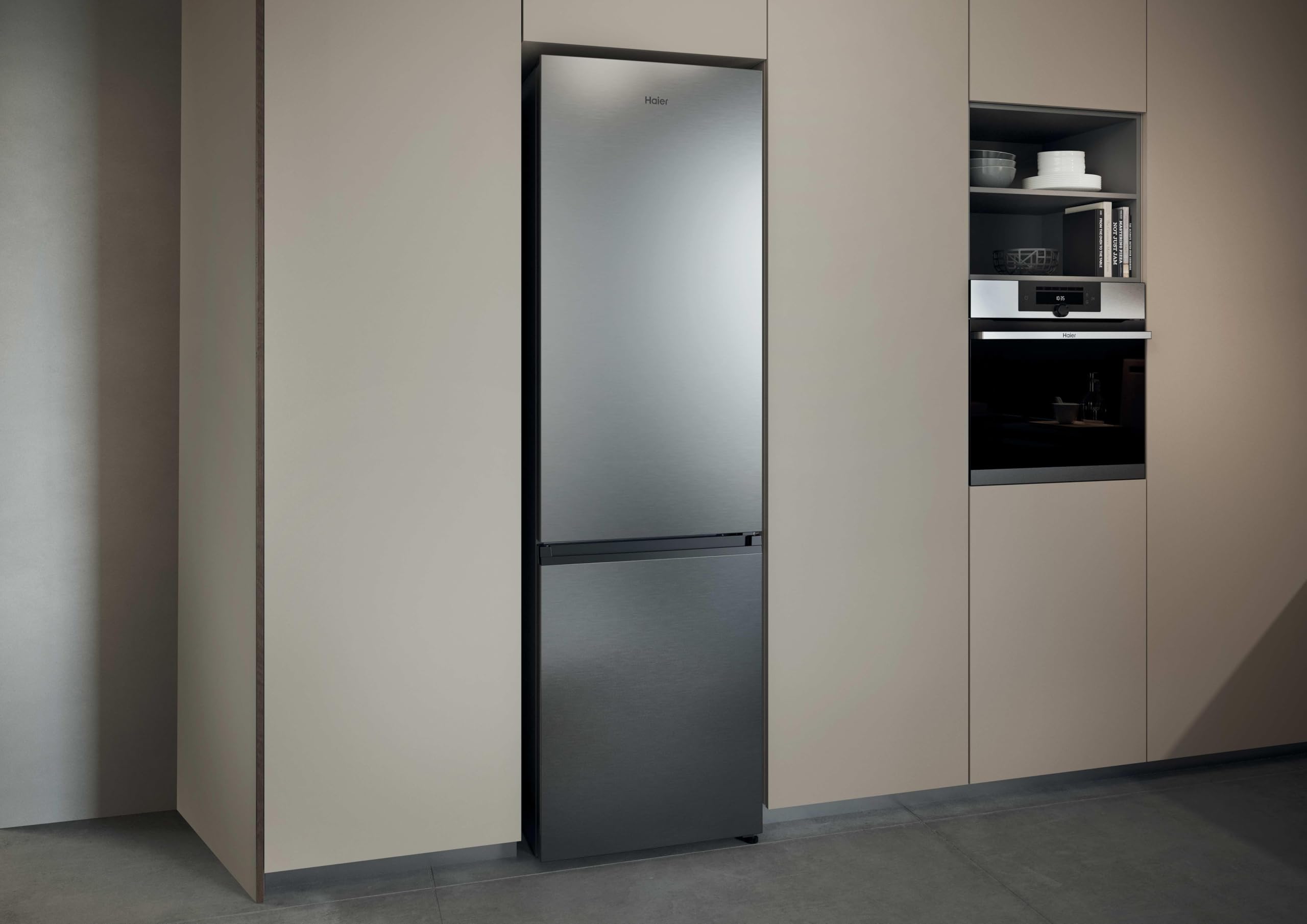 Haier 2D 60 Series 1 PRO HDPR1620ANPK - Frigorífico Combi, 409L, Circular AirFlow, Motor Inverter, Cajón 0º Fresh Zone, Total No Frost, Air Surround, Ancho 60cm, Alto 2,05m, Iluminación LED, Inox