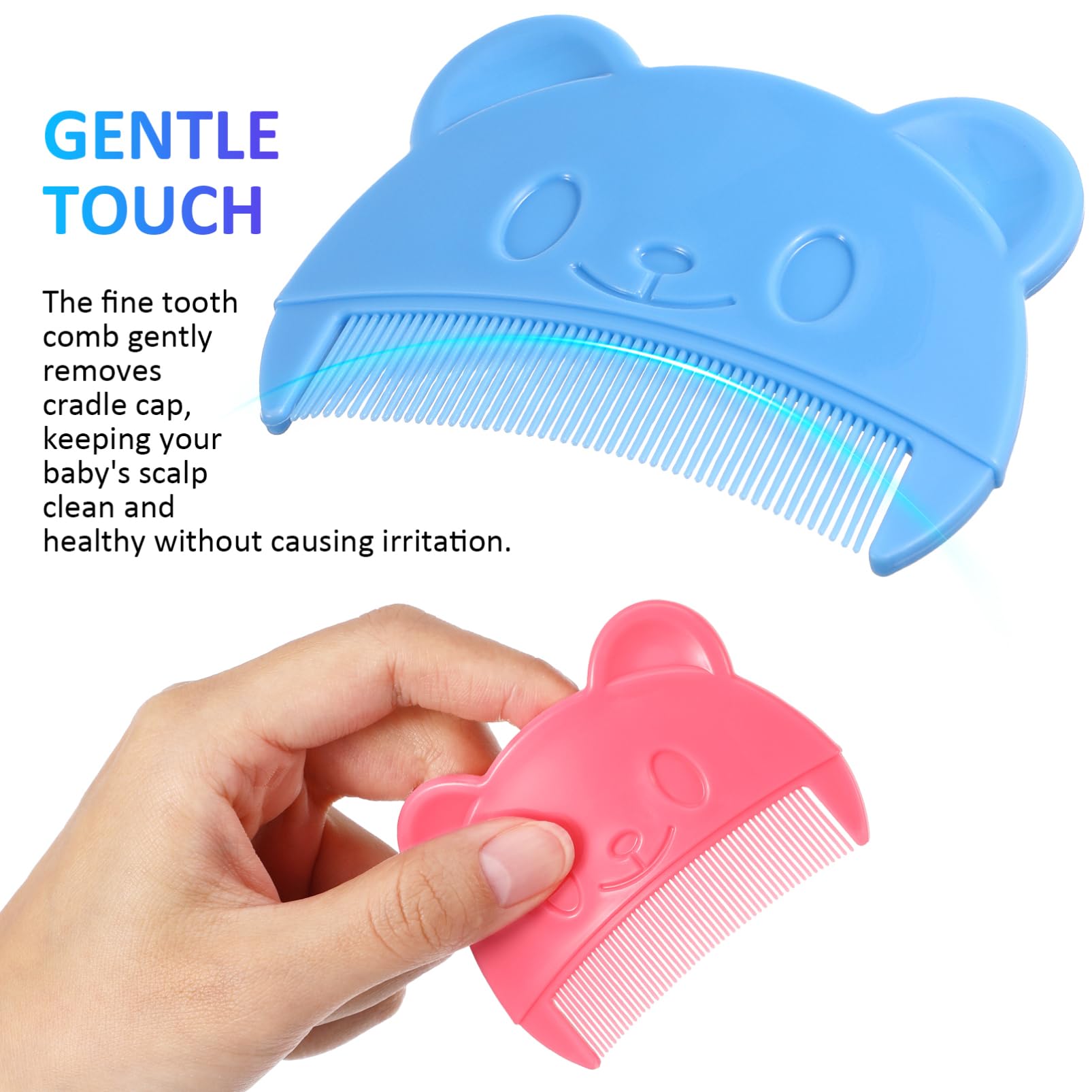 Toyvian 2Pcs Baby Hair Combs: Plastic Cute Cradle Cap Comb for Babies - Gentle Touch - Easy to Hold- Bear Shaped Bath Brush for Newborn Baby Cradle Cap Dandruff (Random Color?