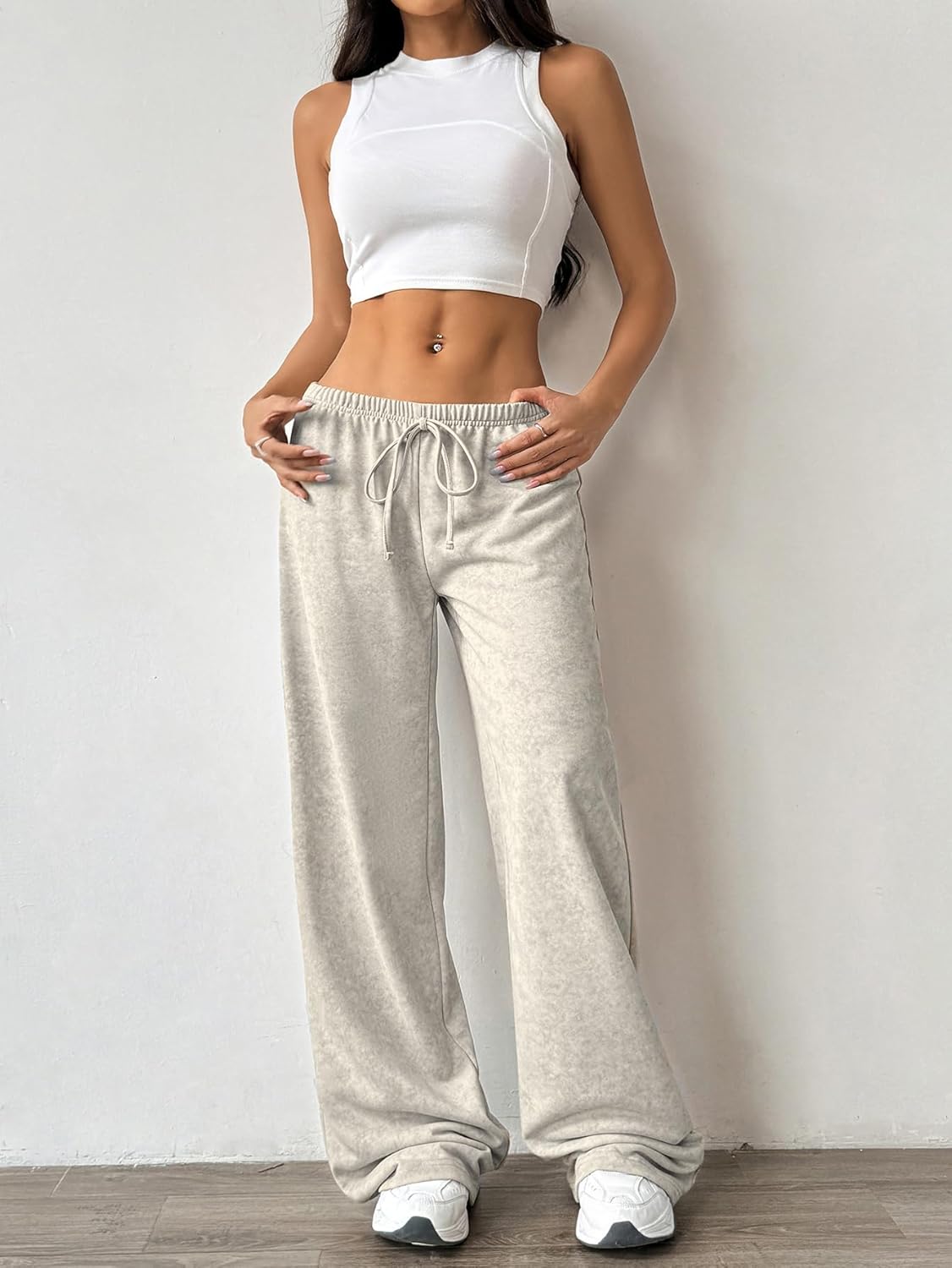 SHENHE Women's Low Rise Loose Sweatpants Y2k Elastic Waist Wide Leg Lounge Sweat Pants - Image 4