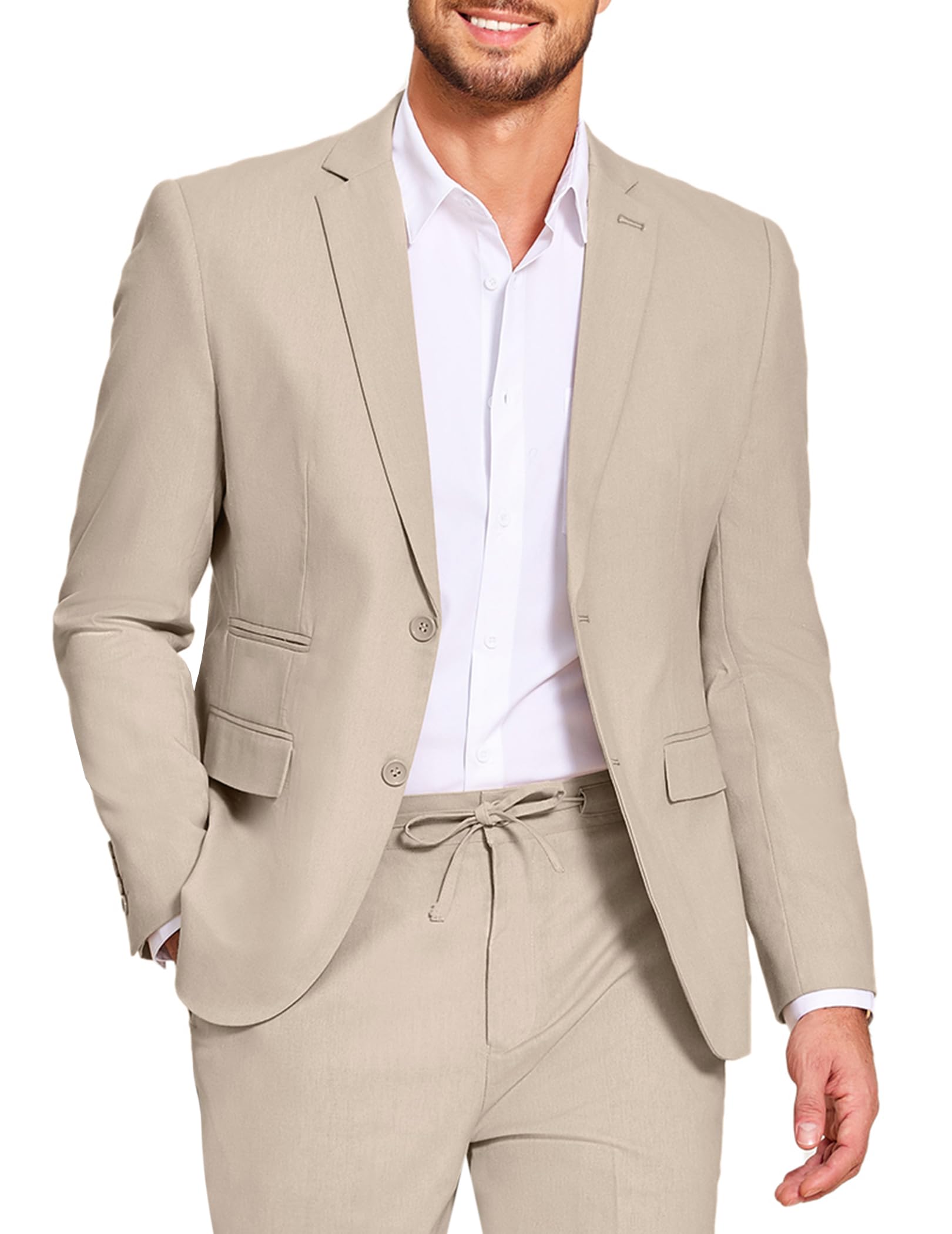 COOFANDY Lightweight Linen Suit Set