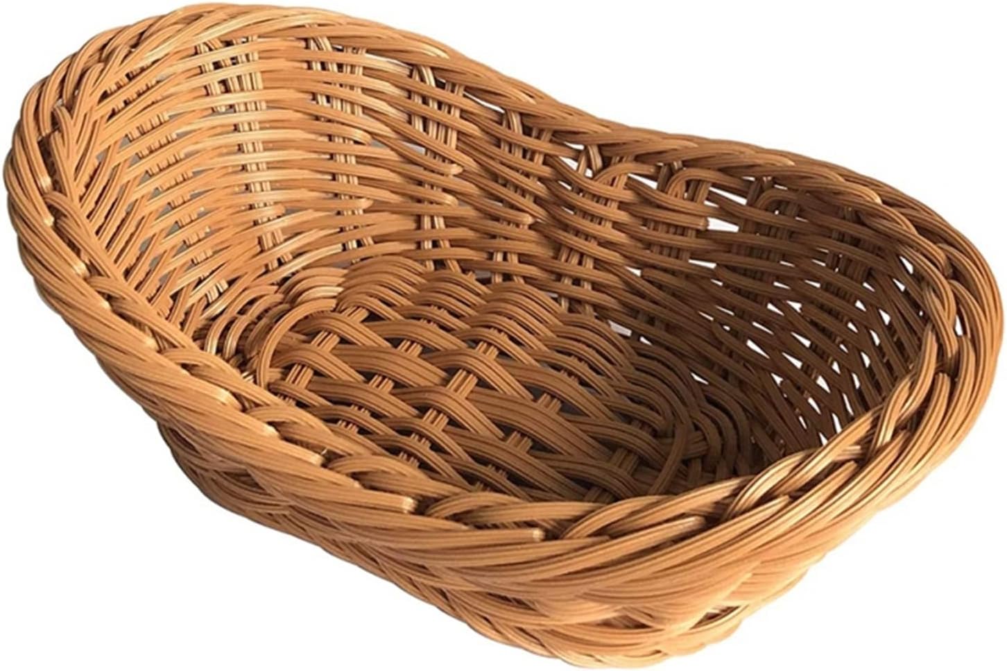 Egg Basket New Wicker Woven Basket Bread Tray Serving for Food Fruit Cosmetic Storage Tabletop Storage Kitchen Organizer (Color : Woven Basket, Size : 26x16CM) (Woven Basket 26x16CM) (W