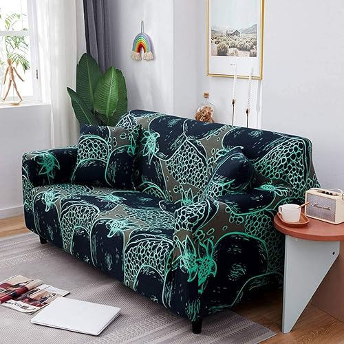 IMYOGI Fundas elásticas para sofá de alta elasticidad, funda elástica de flores para sofá biplaza, protector para perros y mascotas con 2 fundas de