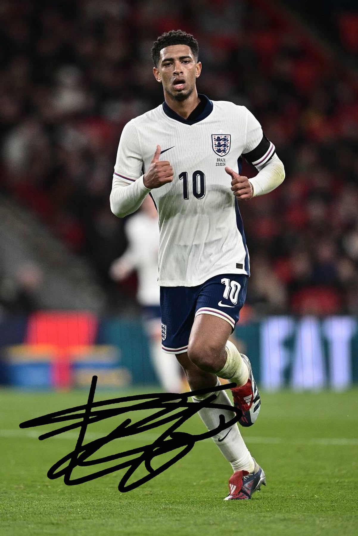 RJR PRINTS Jude Bellingham - Foto autografata dell'Inghilterra Euro '24, 15,2 x 10,2 cm, con firma pre-stampata che sarebbe un superbo regalo per qualsiasi fan.