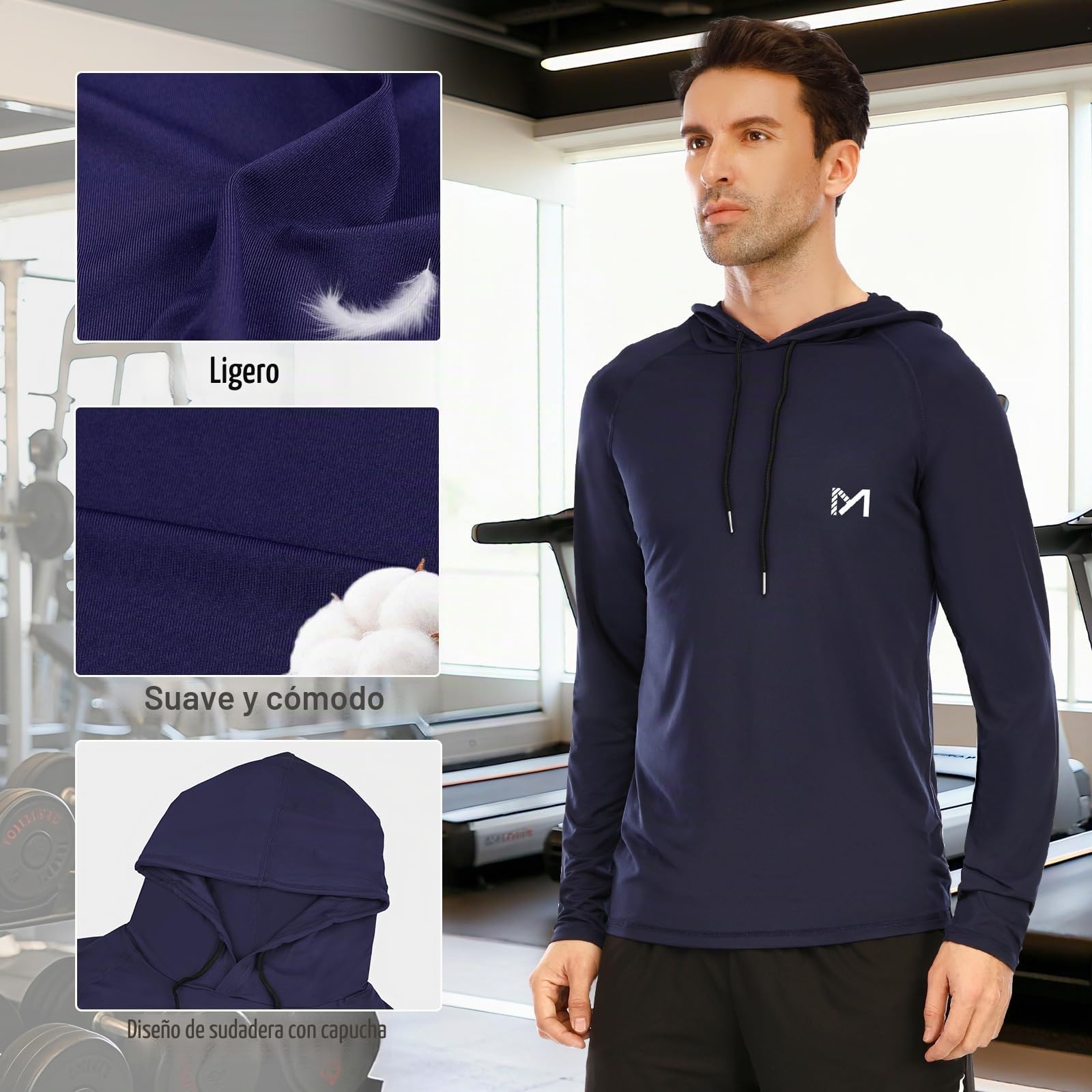 MEETYOO Camiseta Hombre, Manga Larga Camisetas Deportiva T-Shirt para Running Fitness Gym