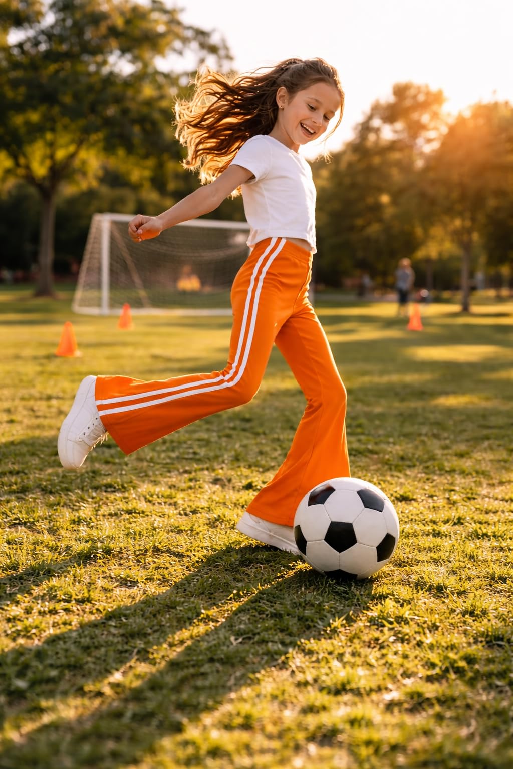 T2F Leggings svasati da ragazza, confezione da 5, pantaloni bootcut in cotone elasticizzato con strisce laterali, comodi abbigliamento sportivo per bambini, combinazione multicolore (2-14 anni)