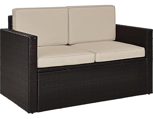 Palm Harbor Wicker Outdoor Loveseat, 2-Person Patio Couch for Porch,