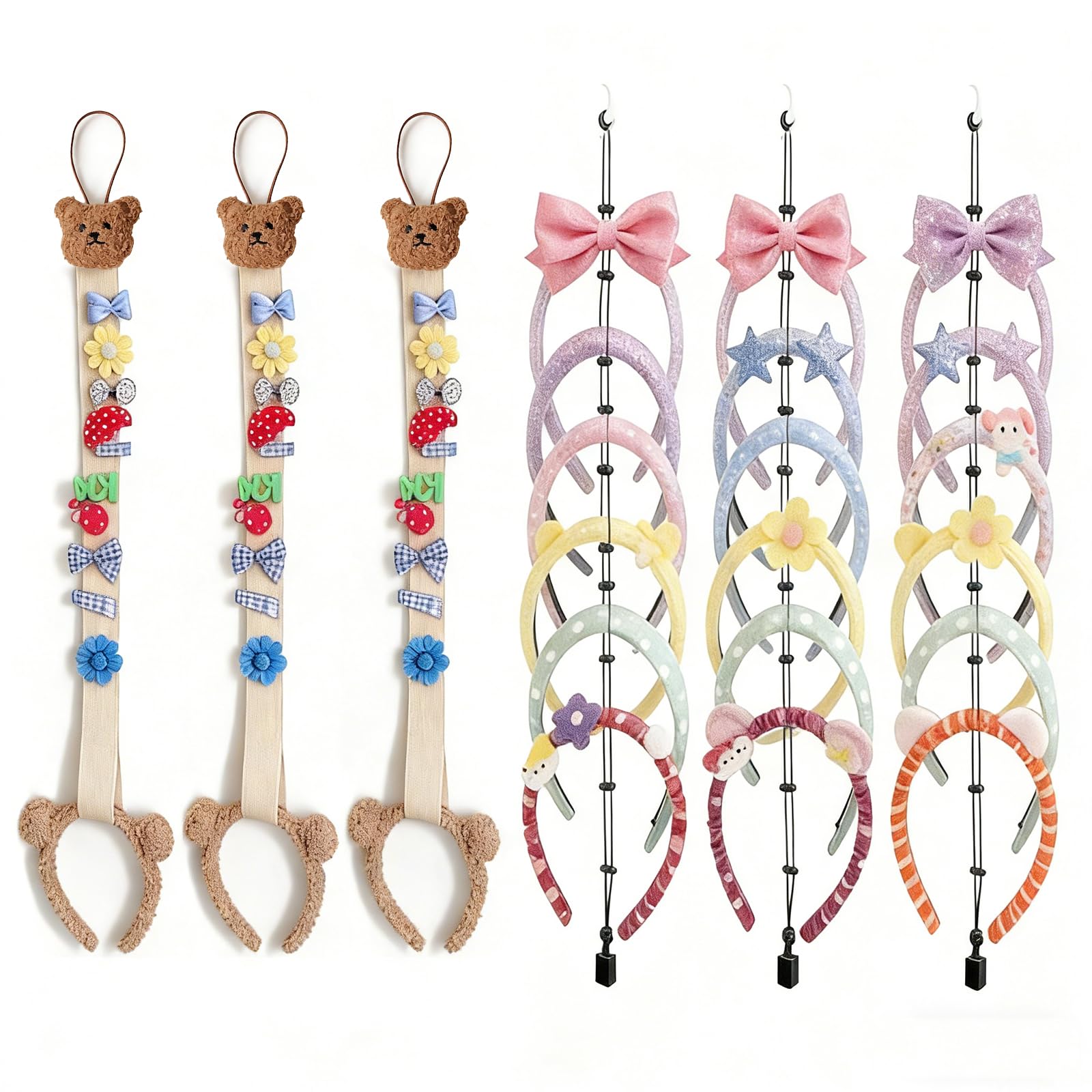 Organiseur de serre-tête en tissu de qualité, suspension murale pour nœuds et pinces