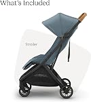 UPPAbaby Minu V3 Poussette de voyage + Conception compacte -Pliage à une main + Déplier à partir de la naissance + Compatible avec le Dillan (Cadre bleu/carbon/cuir de sable)