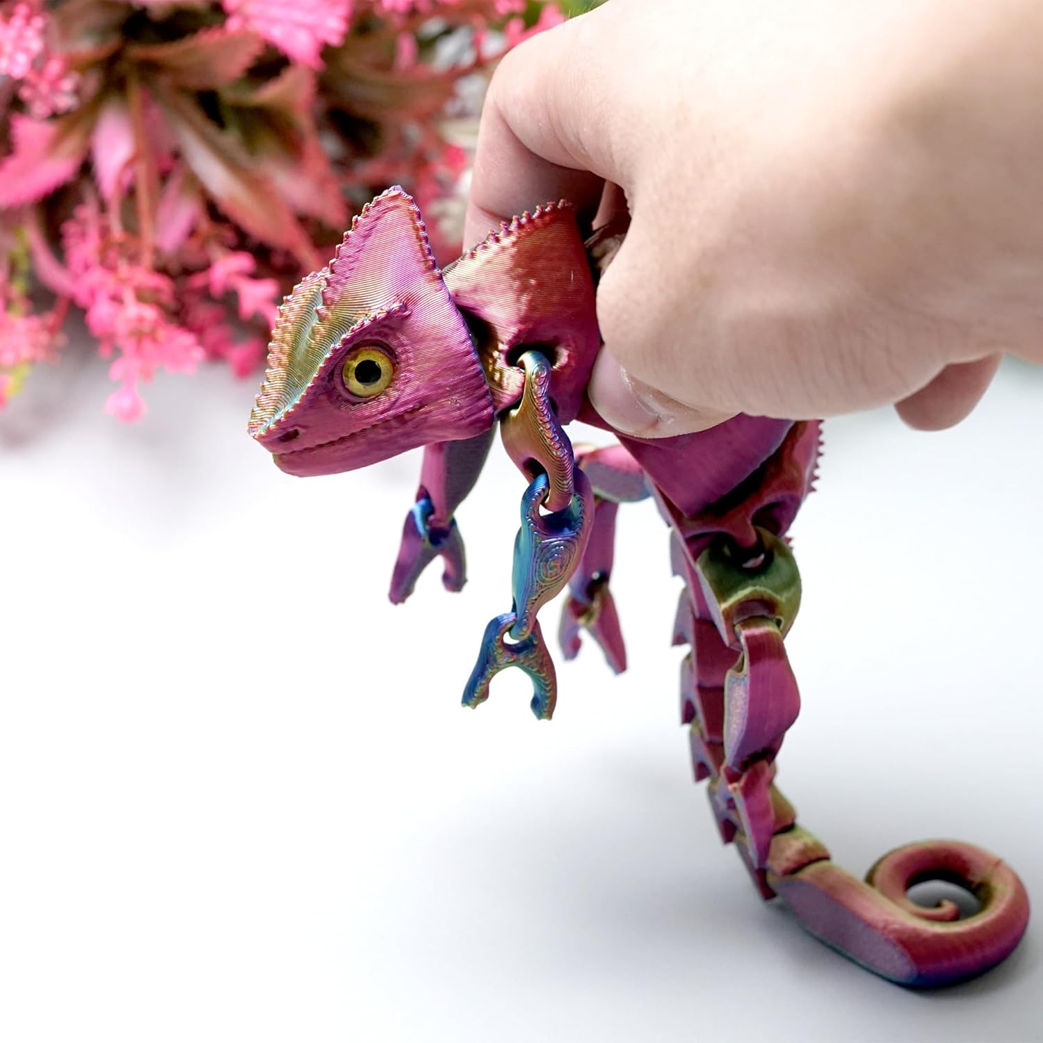 3D Printed Lizard,Gecko with Eyes,Flexible Realistic Articulated Animal Fidget Toys,Mystery Figurines Gifts,Executive Desk Décor and Festival Collectible (RYB)