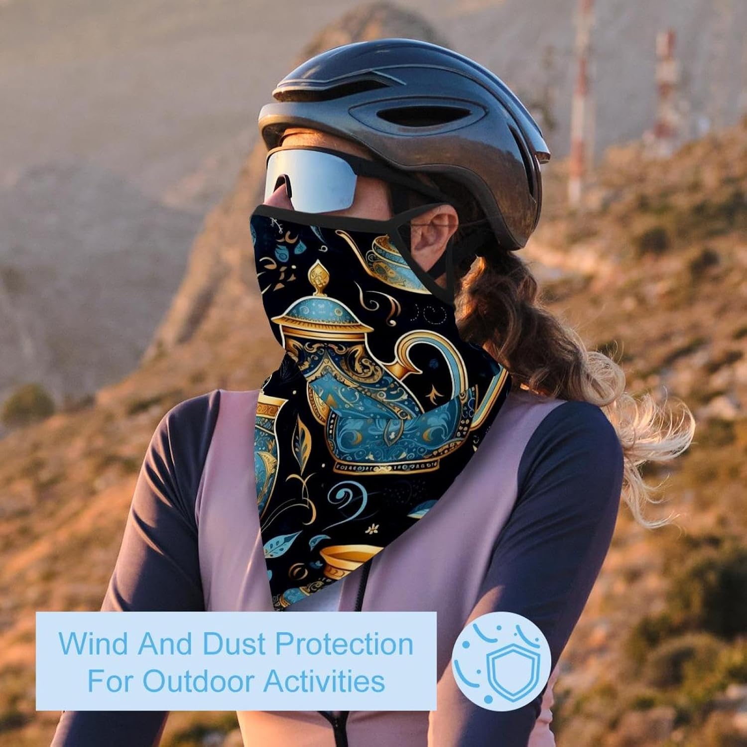 4 Pack Arabian Tea Kettle Neck Gaiter Face Cover Scarf, Breathable Sun & Wind-proof for Skiing Fishing Hiking Cycling