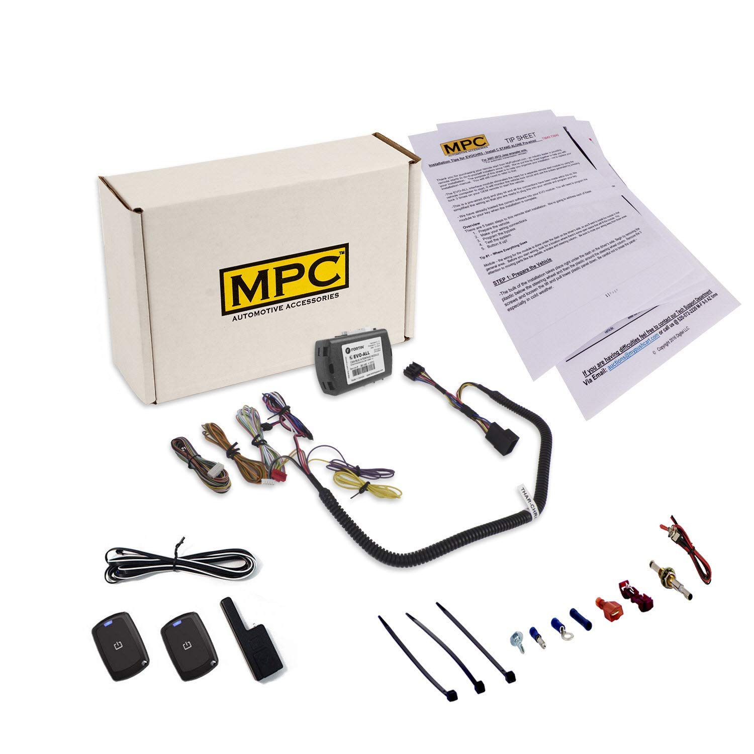 MPC Complete 1-Button Remote Start Kit for 2008-2012 Dodge Caliber - T-Harness - Key-to-Start - Firmware Preloaded