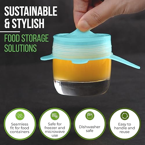 Miniatura 5 de Tapas elásticas de silicona reutilizables para almacenamiento de alimentos en el refrigerador, fundas elásticas resistentes al calor para cuencos,