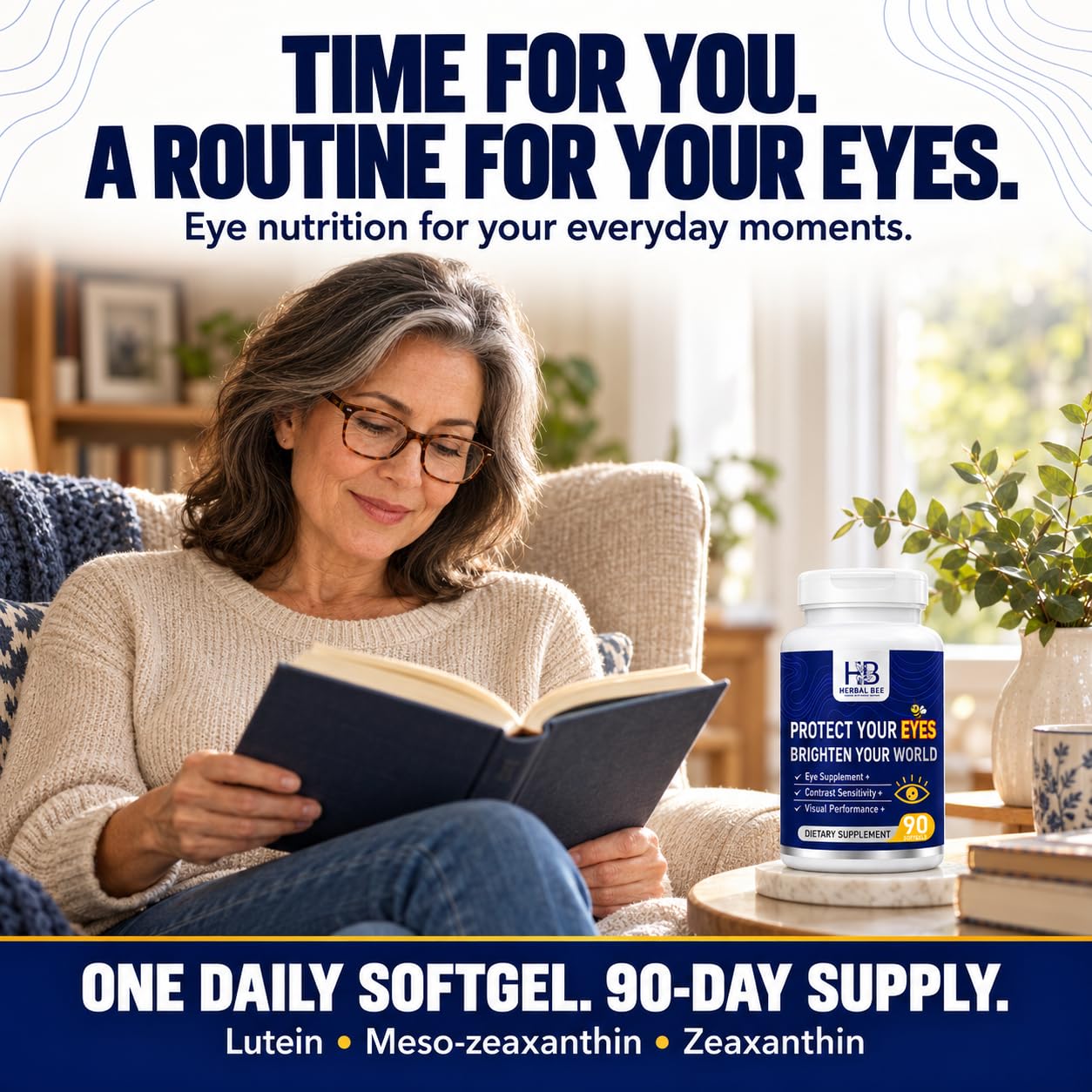 Eye Supplement - Lutein 10mg, Meso-Zeaxanthin 10mg, Zeaxanthin 2mg - Eye Vitamins Supports Vision, Blue Light Protection & Macular Health - Natural Antioxidant Formula | 90 Softgels — Amazon image 5