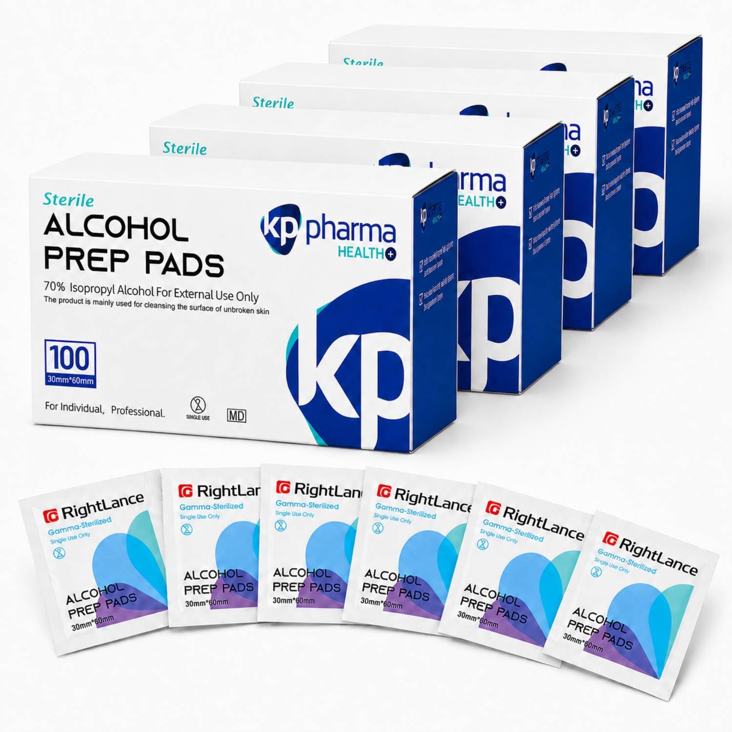 70% Isopropyl Alcohol Prep Pads – Sterile, Lint-Free, Quick-Drying, Individually Wrapped Antiseptic Pre-Injection Alcohol Wipes | Medical-Grade Disinfection for Skin & Surface Cleaning | 4 X 100 Pack