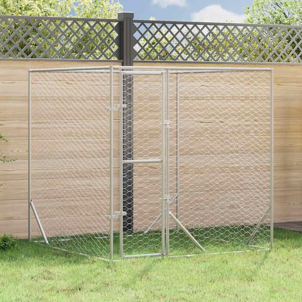 vidaXL Cuccia per Cani da Esterno Argento 2x2x2 m Acciaio Zincato