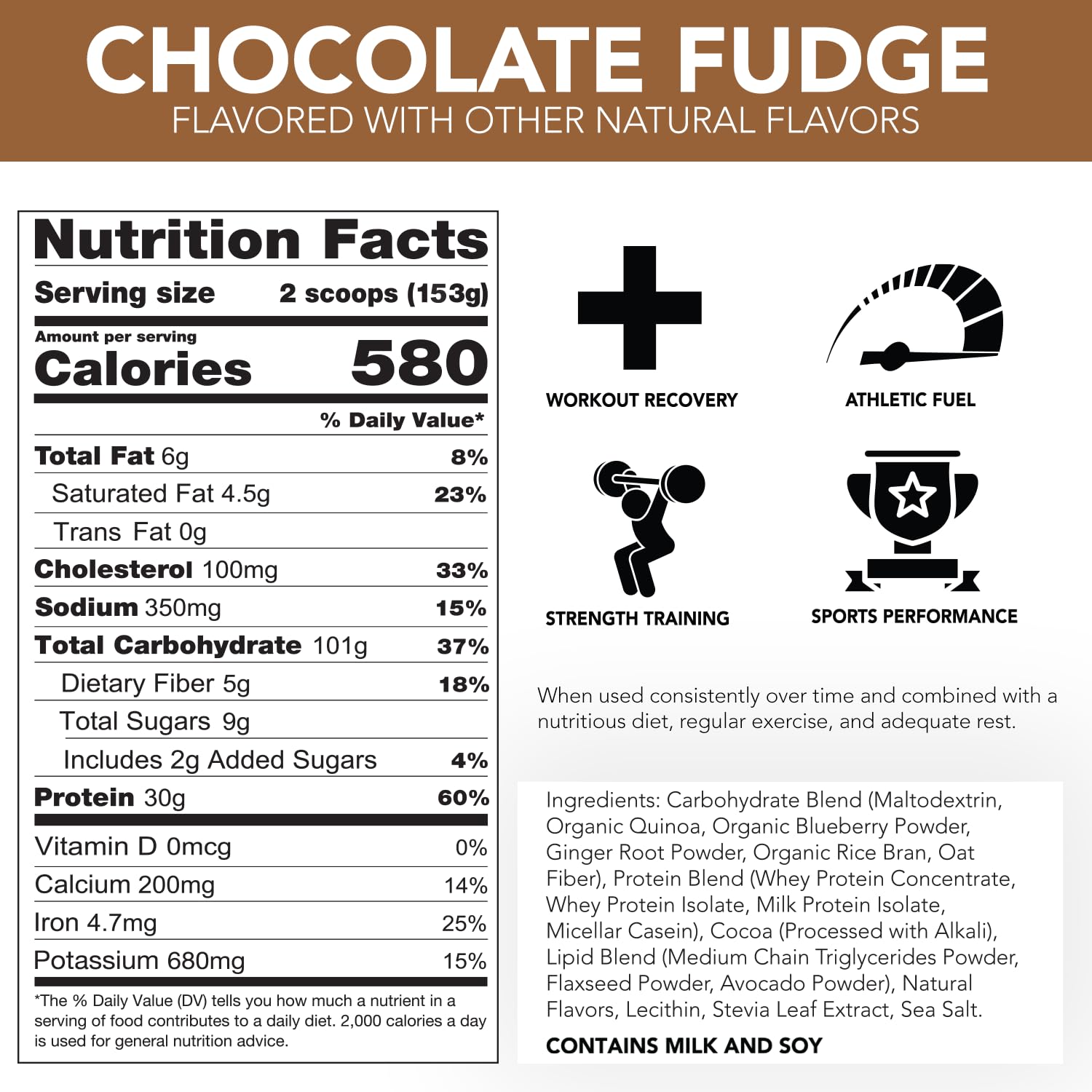 Rival Nutrition Clean Gainer Protein Powder – 5LB Chocolate Fudge – High Protein Lean Mass & Weight Gainer | 580 Calories, 30g Protein, 101g Multi-Source Carbs, No Artificial Ingredients – 15 Servings