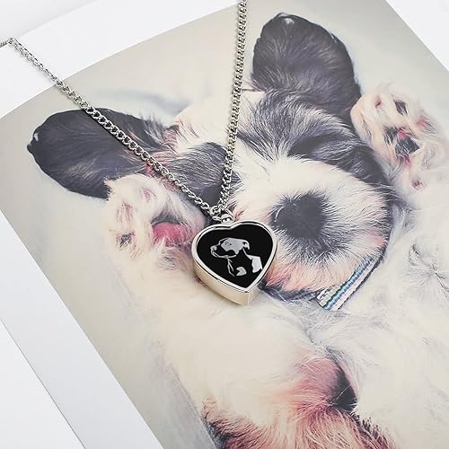 Miniatura 5 de Pitbull - Collar de urna de estilo platino para cenizas, joyería personalizada de cremación de mascotas, colgante de urna de corazón para hombres y