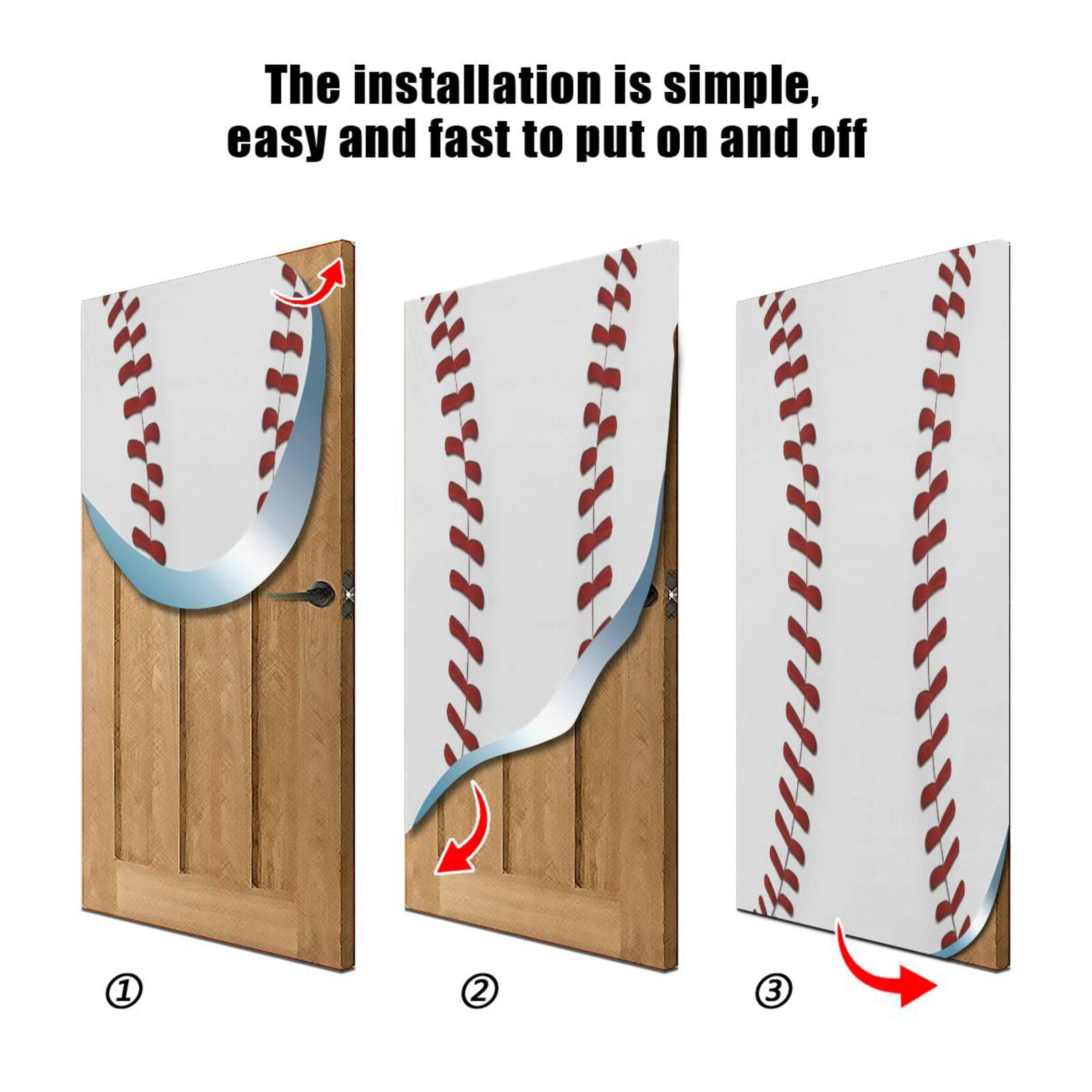 FLildon Baseball Print Door Cover Decoration, Party Accessory Porch Decor for Festive Ornament Room Door Covers 36 x 98 Inch