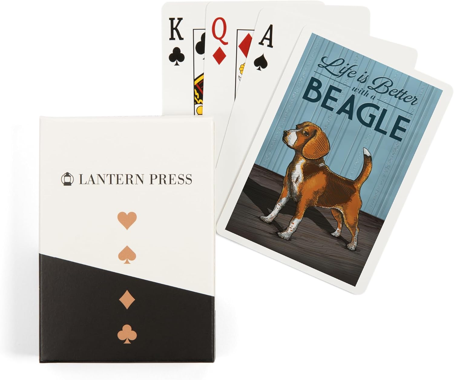 Lantern Press Beagle, Life is Better, 52 Playing Cards for Adults, Poker Size Card Deck