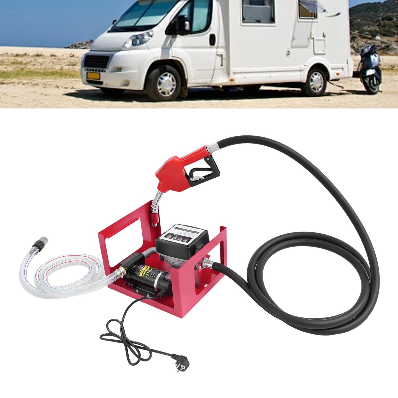 Pompa dell'olio Pompa di trasferimento diesel a portata, pompa dell'olio combustibile diesel, kit pompa dell'olio elettrica autoadescante regolabile Extractor Aspirazione Della(230V 200W 50L)