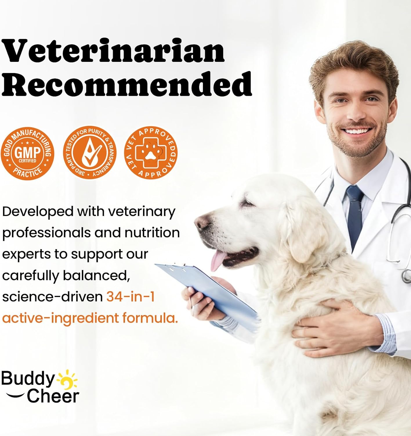 Dog Vitamins & Supplements 34-in-1 Pet Multivitamin Softchews, Daily Dog Supplements for Hip & Joints, Skin & Coat, Immune Health with Glucosamine, Probiotics, Collagen & Fish Oil (90-Day Supply) - Image 8