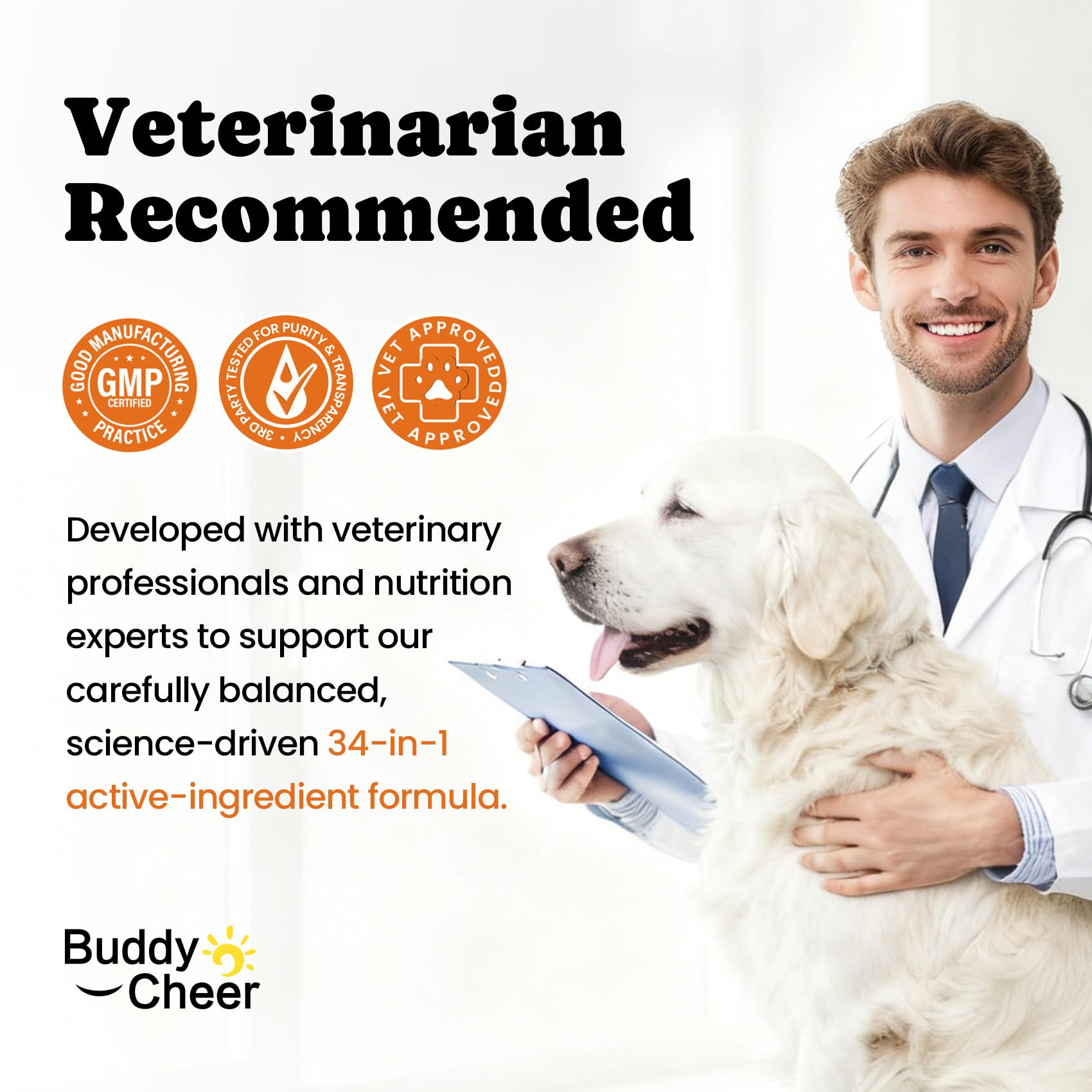 Dog Vitamins & Supplements 34-in-1 Pet Multivitamin Softchews, Daily Dog Supplements for Hip & Joints, Skin & Coat, Immune Health with Glucosamine, Probiotics, Collagen & Fish Oil (90-Day Supply) - image 8