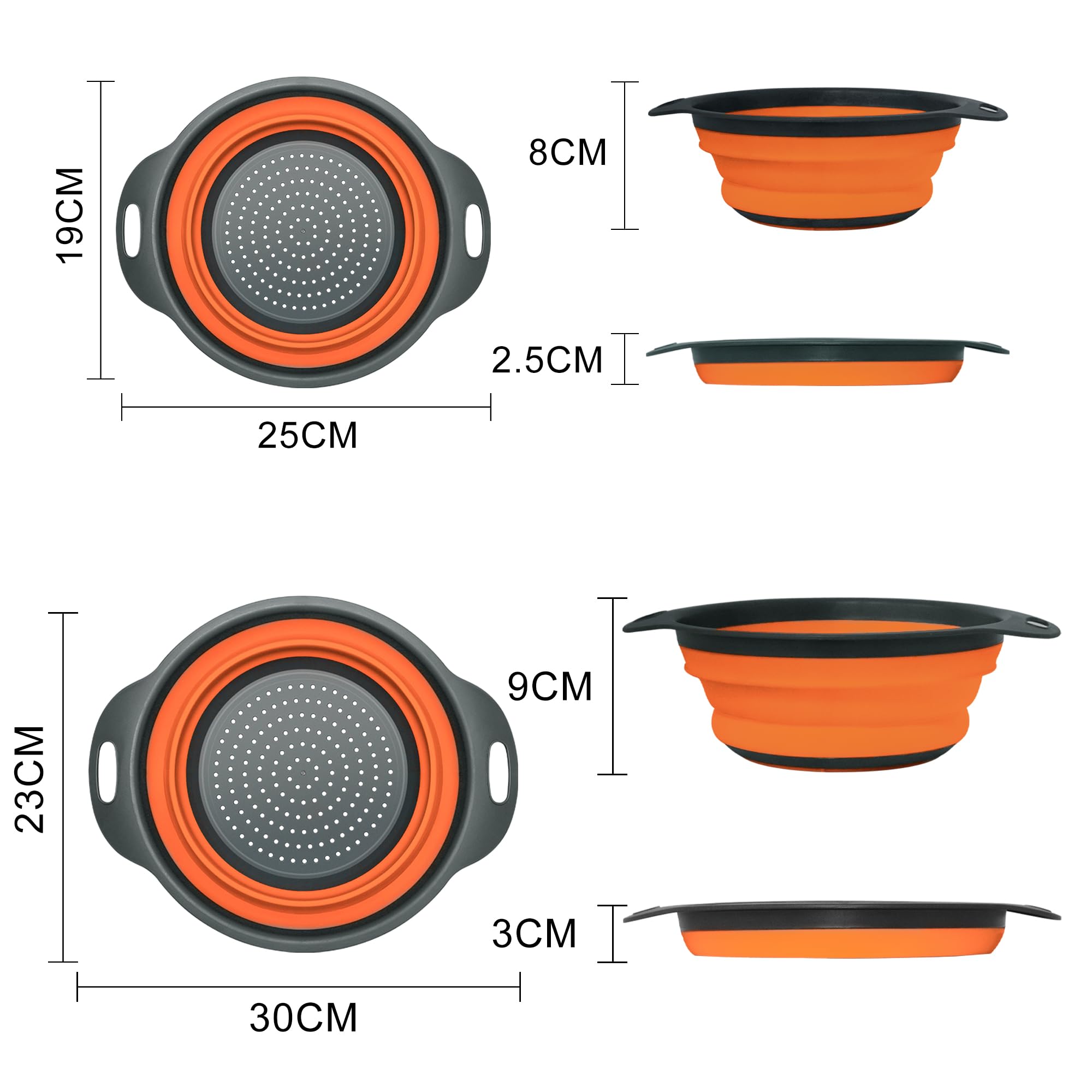 Set Da 2 Scolapasta Pieghevoli In Silicone - Formato Quadrato E Triangolare Per Pasta E Verdura (Blu/Verde E Rosso/Verde)
