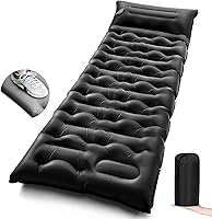 Vista 10 de Colchoneta de dormir para campamento, de 5.9 pulgadas de grosor, con almohada integrada y bomba de pie, almohadilla de dormir autoinflable
