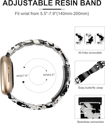 Miniatura 3 de Wearlizer Correa de resina compatible con bandas Fitbit Sense y Versa, correa ligera de moda para mujeres y hombres