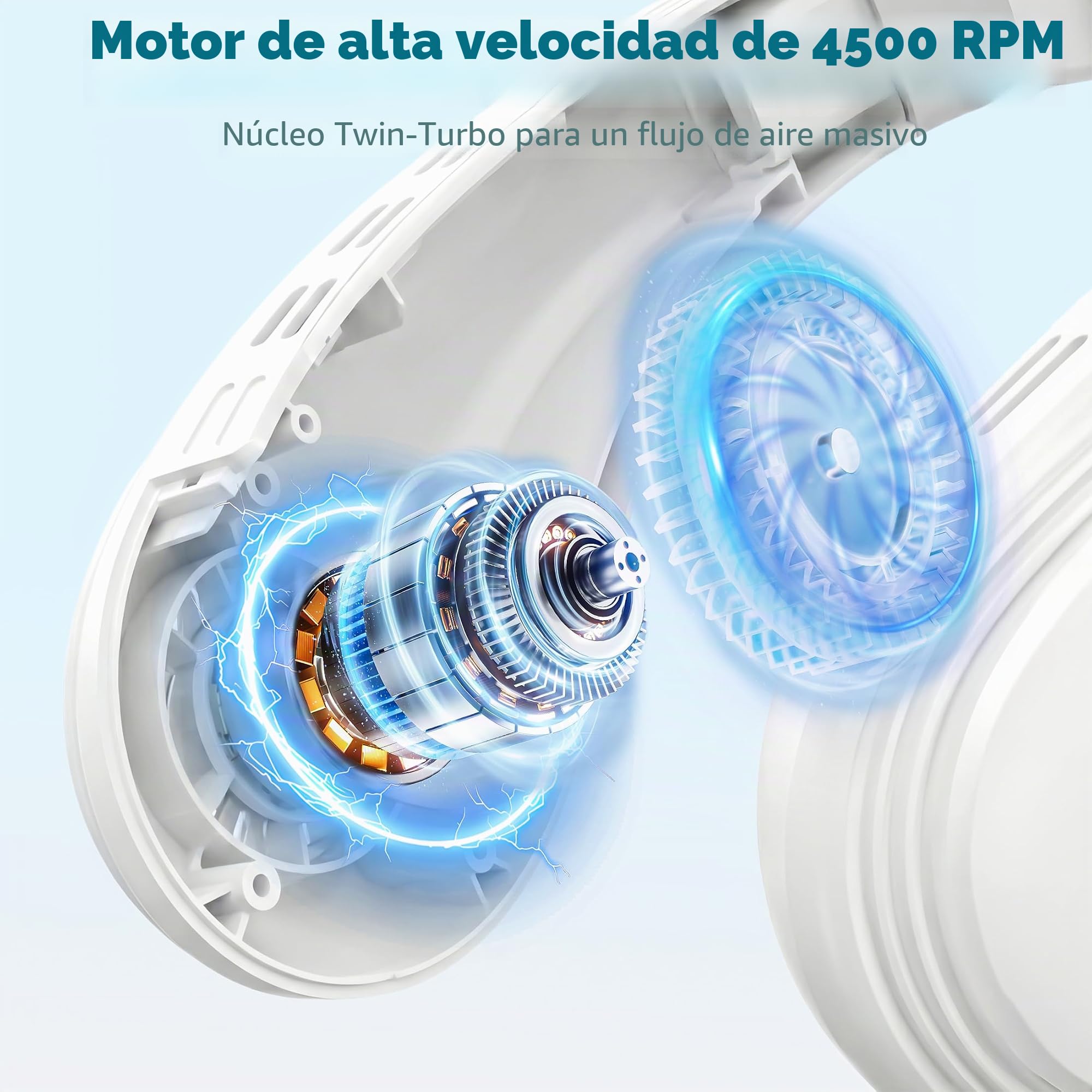 Ventilador de cuello, aire acondicionado de cuello, ventilador personal con placa de refrigeración, batería grande de 5200 mAh, diseño ergonómico, color blanco