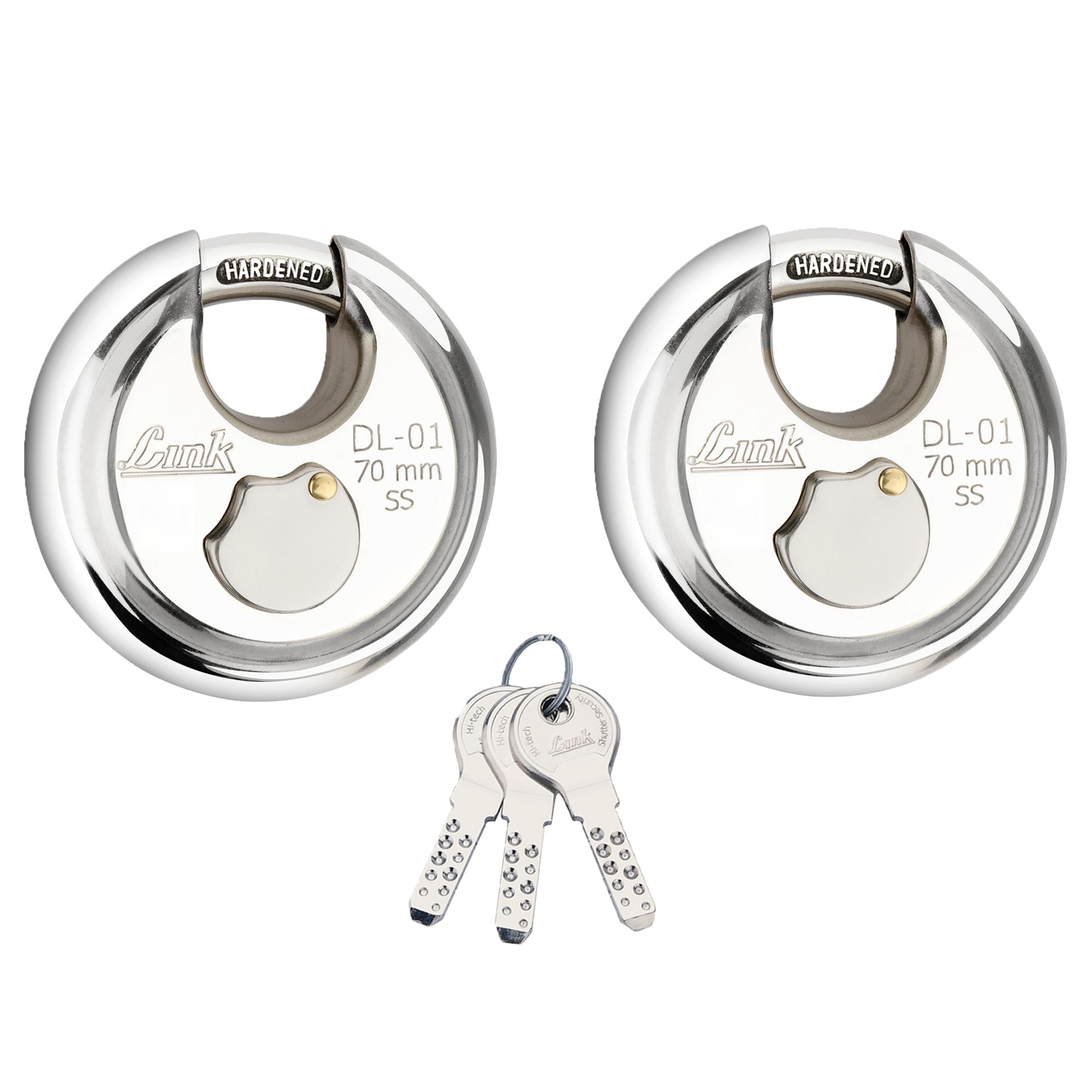 Link Disc Lock 70mm Round Padlock Hardened Shackle I with 3 Common Keys I Padlock for Main Door I Gate Lock I Lock for Shutters I Common Key Lock Set (Silver,Pack of 2) (B0CQP68NXR) Amazon Price History, Amazon Price Tracker