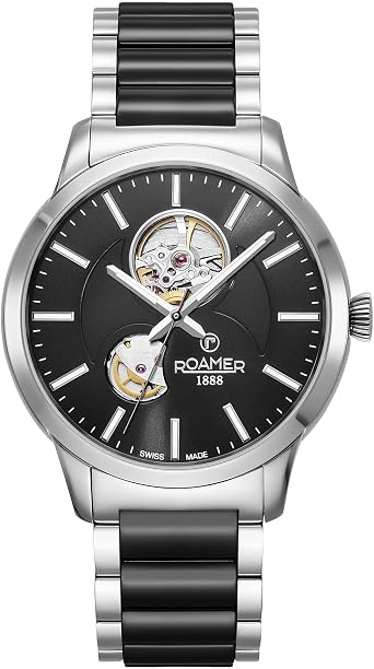 Roamer Automatic Watch, Bicolour Silver, IP Black., Bracelet