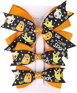 Halloween Hair Clips Halloween Bow Hairpin Baby Swallowtail Pumpkin Head Side Baby Clip Three Piece Set Bun Clip