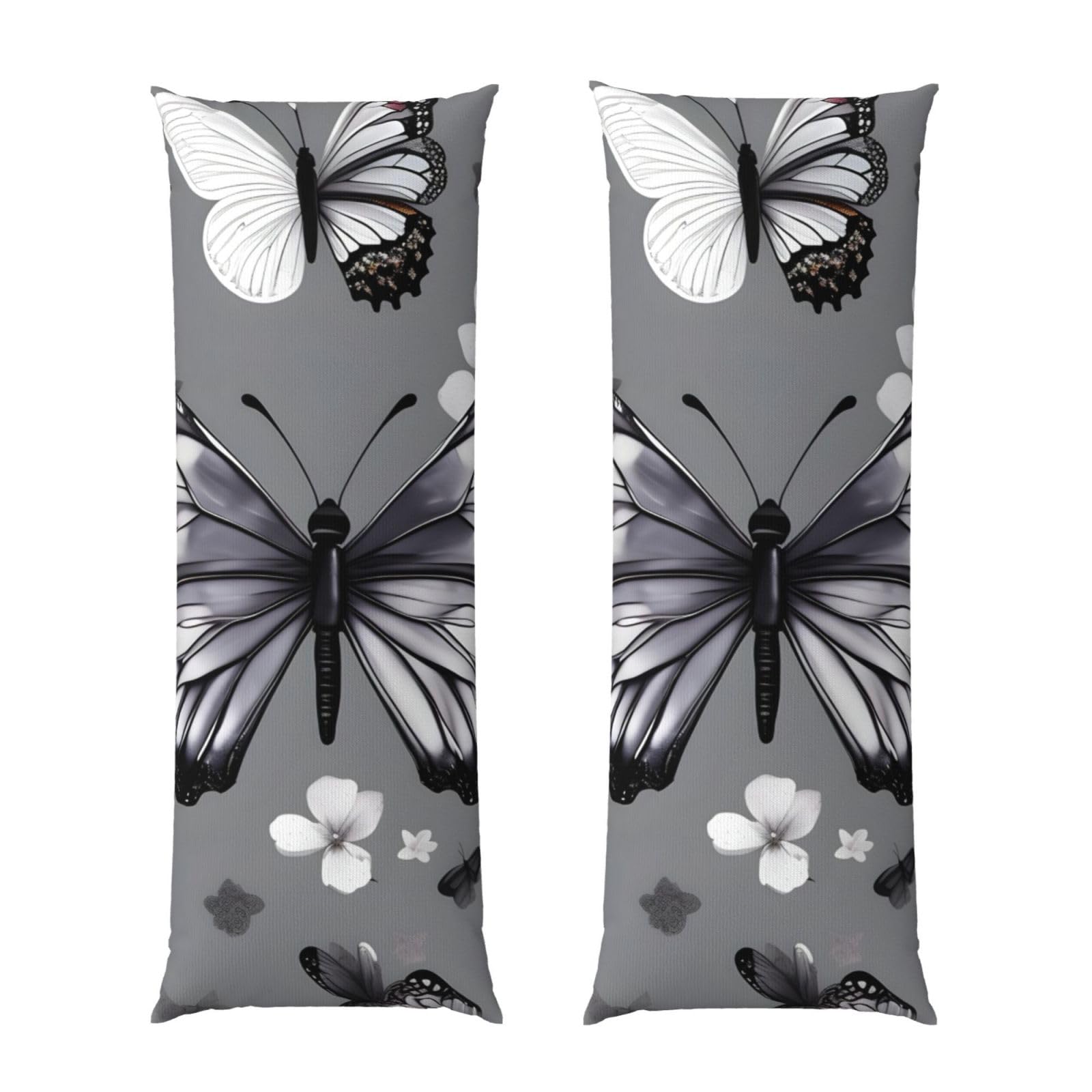Housse de coussin de corps papillon gris bleu sarcelle taie d'oreiller longue douce 50x138 cm
