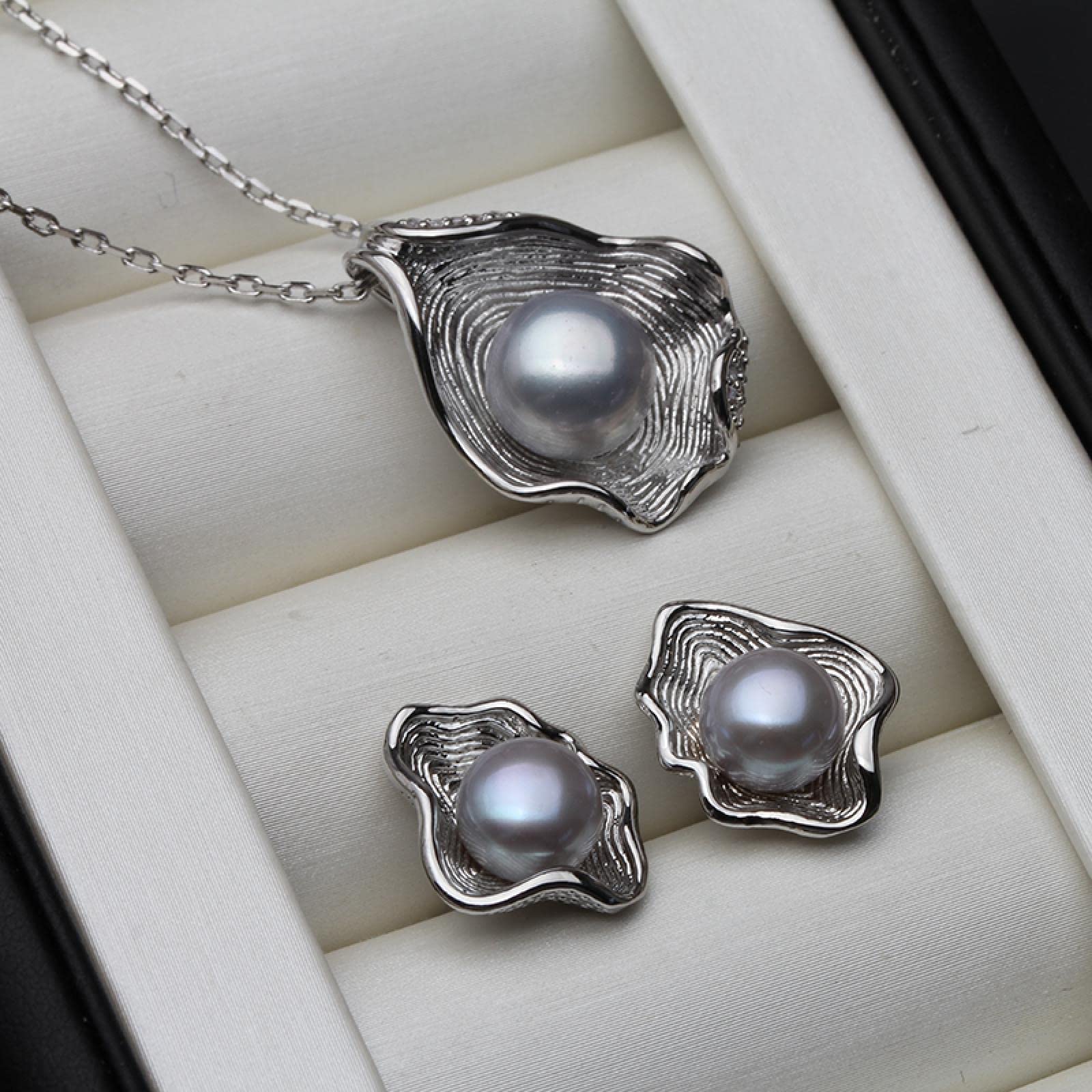Perlenohrringe Damen Ohrringe Ohrstecker Schmuck Mädchen Geschenke Ohrhänger Trendige Süßwasser Natürliche Perle Halskette Und Ohrring Set Für Frauen Schöne Muschel Anhänger Schmuck Ju