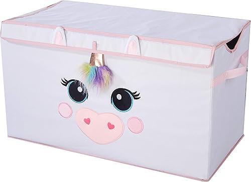 Heritage Kids Tronco plegable de lona de polietileno para almacenamiento, 28 pulgadas de ancho, unicornio