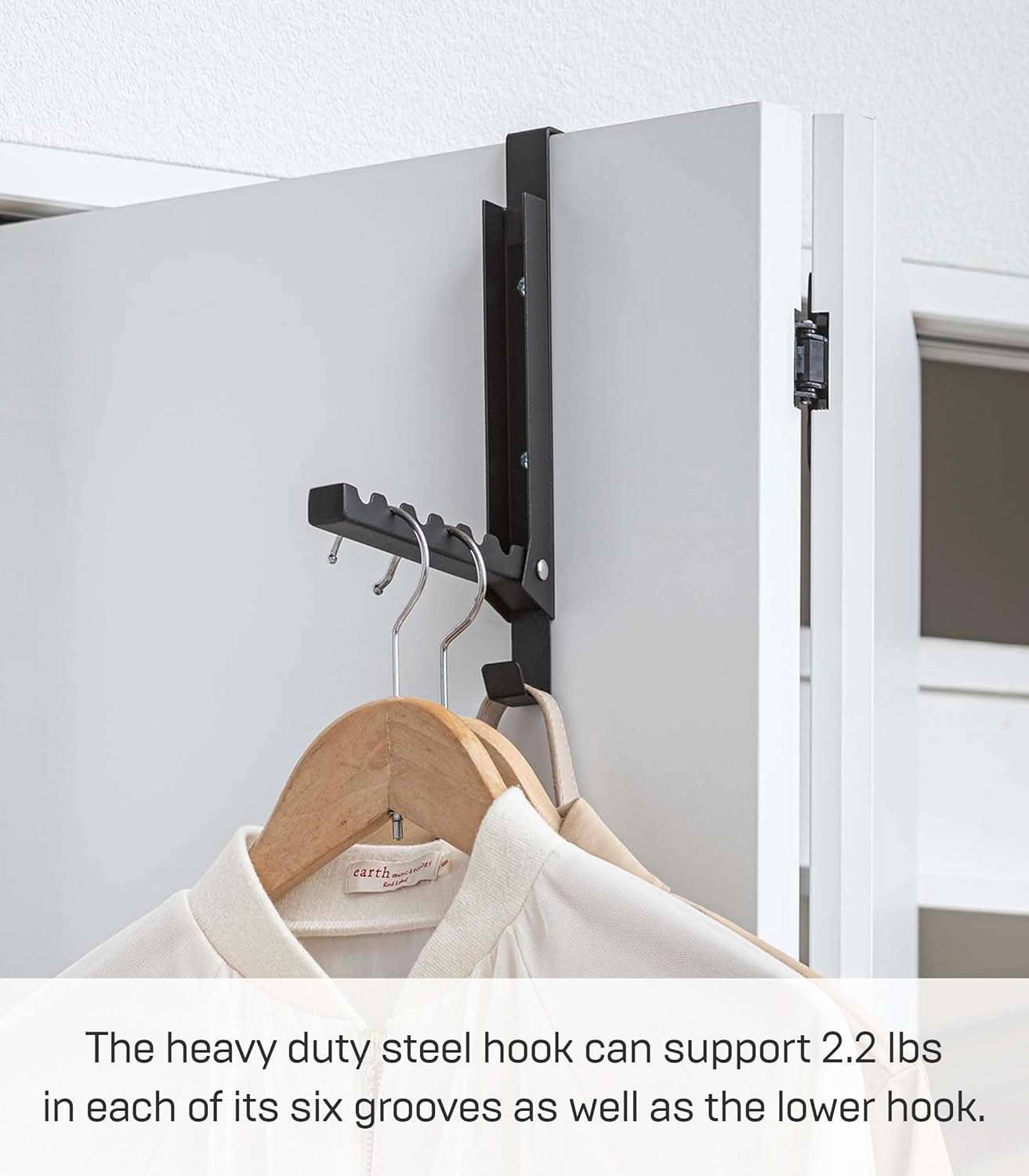 YAMAZAKI Home Smart Over The Door Coat Hook Organizer Collapsible Foldable Rack for Entryway Or Bedroom Closet - 2-Hook - Steel