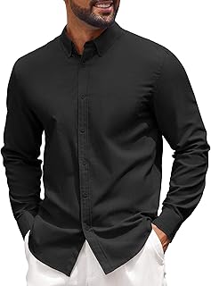 COOFANDY Mens Casual Button Down Shirts Long Sleeve Regualar Fit Dress Shirt Oxford Shirts for Men