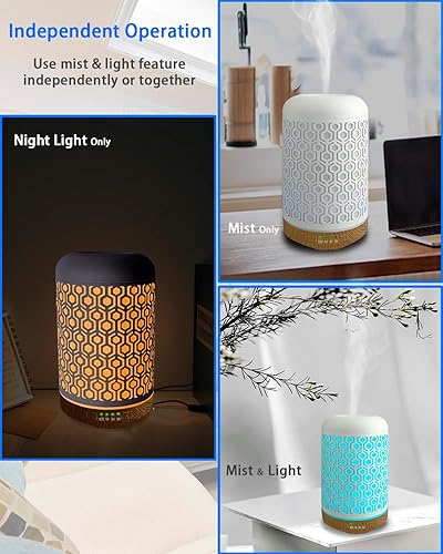 Miniatura 7 de KMRIPYU Difusor de aceite esencial, humidificador ultrasónico Iron-Art de 8.8 fl oz, difusor de aceite de aromaterapia con 4 modos de temporizador y