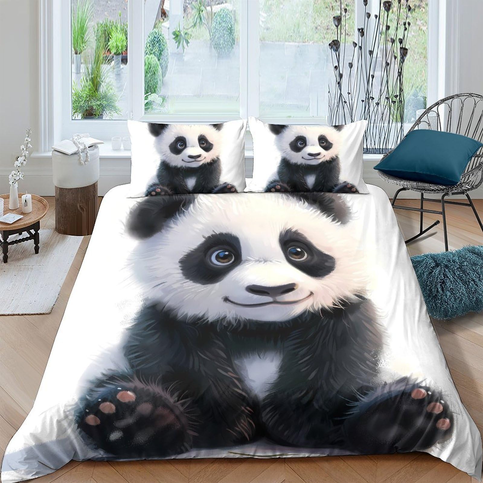 Ctjqhvkz Style-7 3D Printed Cute Panda Fitted Sheet Microfiber Soft Breathable Animal Cartoon Mattress Cover For Bedroom Decor Single（135X200cm）
