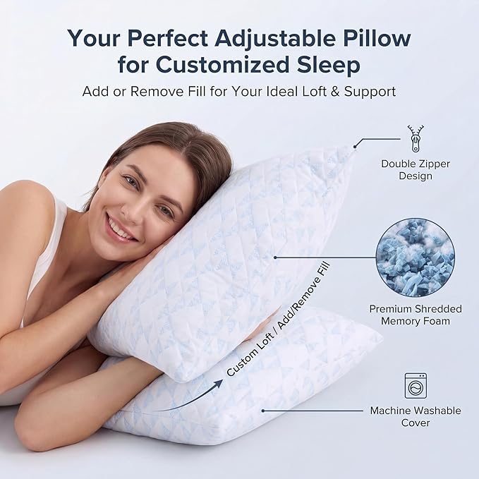 Set 2 Almohadas Memory Foam Queen Ajustable con Funda Lavable miniatura 2