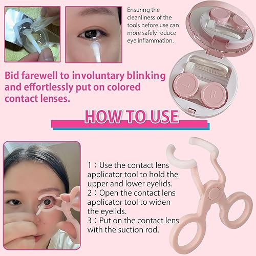Miniatura 4 de Herramienta aplicadora de lentes de contacto, lentes de contacto de color, abridor de ojos portátil para facilitar la aplicaciónextracción de lentes
