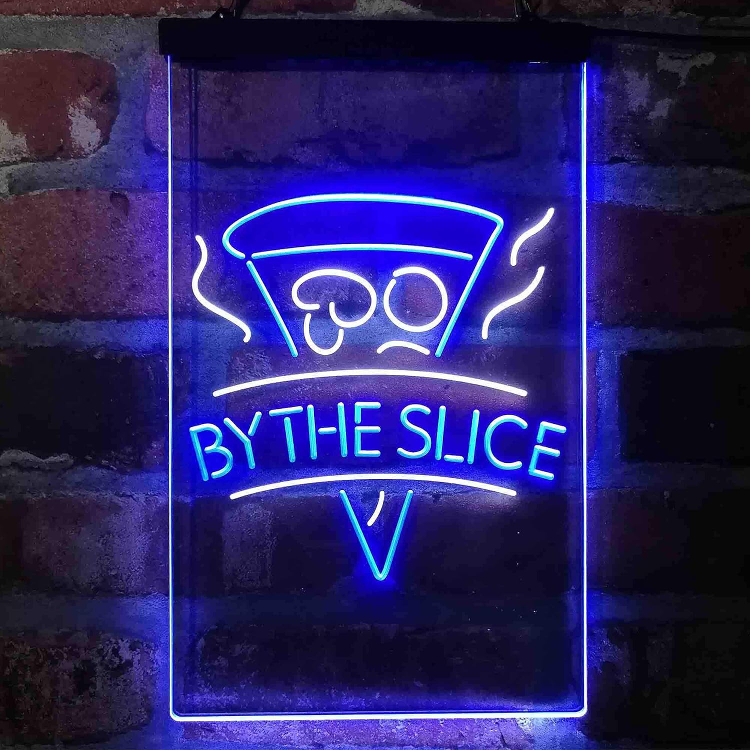 ADVPRO Pizza by The Slice Café Dual Color LED Neon Sign White & Blue 12 x 16 Inches st6s34-i4145-wb