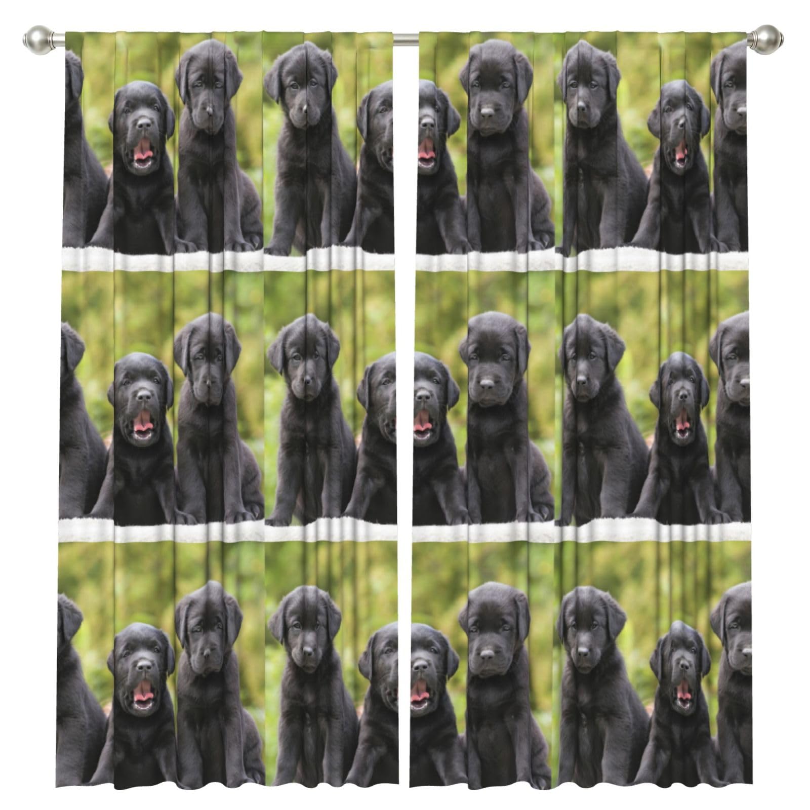 InOmak Labrador Retriever Dog Print, 2 Panels Window Curtains 52 x 84 Inch Blackout Curtains for Living Room Bedroom